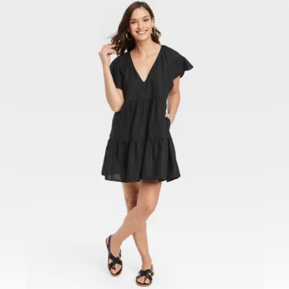 NWT Women's Flutter Short Sleeve Mini Skater Dress - Picture 1 of 4